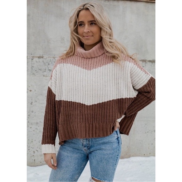 POL Canyon Rose Color Block Oversized Chenille Sweater Size Large - Picture 8 of 16